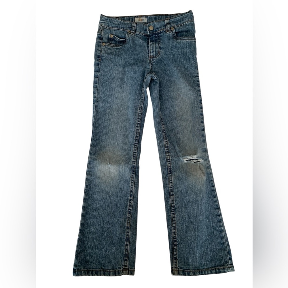 Circo Girls Blue Denim Ripped Distressed Flare Jeans Size 8
